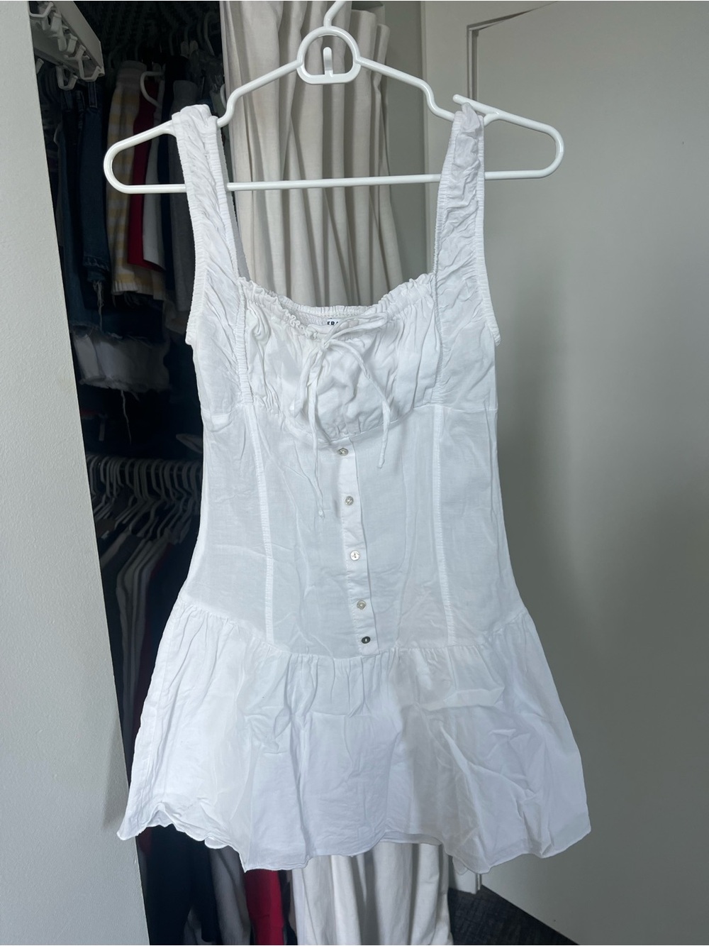 Frankie's Bikinis White Sleeveless Button-Front Tunic